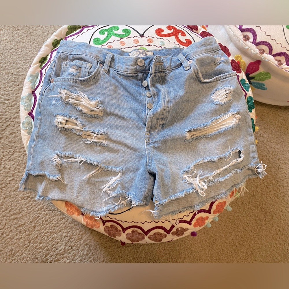 We the free cut off destroyed shorts